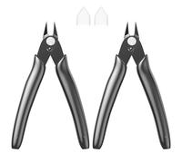 KTHZI 2 Pcs Wire Cutter Precision Flush Cutters Side Cutter Mini Cable Snips Diagonal Pliers with Soft Grip Slip Guards Handles for Cable Tie, Plastic Models, Home DIY Jewelry, Electronics, Black