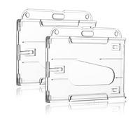 KTHZI 2PCS Card Badge ID Holder,Clear Horizontal Name Badge,Two Sided Plastic Waterproof Transparent,Name Tag Card Holder for Identity Card Credit Card Pass Card Driver's Licenses