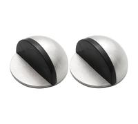 KTHZI 2Pcs Self-Adhesive Door Stoppers for Floor - Stainless Steel Half Moon Door Stop with Adhesive Pads, Oval Wall Protector for Hard Floor, Glass, Home and Office Use (Silver)