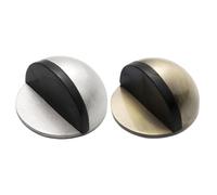 KTHZI 2Pcs Self-Adhesive Door Stoppers for Floor - Stainless Steel Half Moon Door Stop with Adhesive Pads, Oval Wall Protector for Hard Floor, Glass, Home and Office Use (Silver+Antique Teal)