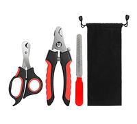 KTHZI Dog Nails Clippers Set of 3 Pcs,Trimmer with Safety Guard,Razor Sharp Blades with Bonus File,Cat Claw Clippers with Sturdy Non Slip Handles for Pets, Red & Black Set of 3