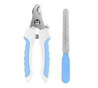 KTHZI Dog Nails Clippers Trimmer with Safety Guard to Avoid Over-Cutting, Razor Sharp Blades with Bonus Dog Nail File, Cat Claw Clippers with Sturdy Non Slip Handles for Pets Dog Cat（Blue & White）