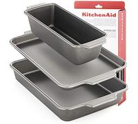Ktichenaid Baking Trays Set of 3 Baking Tray non Stick Oven Tray Oven Trays Non Stick Baking Sheets for Oven Square Baking Tin Tray Bakeware Bake Cake Tin 1lb 2lb Loaf Tin Cake-tins Dishwasher Safe