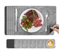KtichenBoss Washable Place Mats, Heat Resistant, Double-Sided Place Mats and Coasters, Set of 6, Dirt-Repellent & Non-Slip Placemat for the Office and Dining Table
