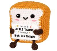 KTJEGE Handmade Crochet Toast Plush, Funny Handmade Toast Plush with Pun Card, Adorable Emotional Support Gift Home Decor, Adorable Hom 18th Birthday for Sister Brother Daughter Son Tennage Boy Girls