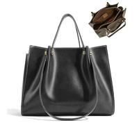 KTLCNDF Structured PU Leather Tote Bag for Women - Large Work Shoulder Bag with Zipper Closure & Organizational Pockets(Black)