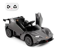 KTM Licensed Kids Electric Ride on Car Aged 3-6, 12V Battery Powered Electric Toy Car with Remote Control, Butterfly Doors, Music, USB, LED Lights, Suspension Wheels for Boys,Girls (Grey)