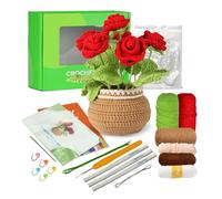 Ktmeor Crochet Kit for Beginners,Crochet Flower Kit,Starter Crochet Kit with Step-by-Step Video Tutorials,DIY Knitting Supplies,40% Extra Practice Yarn-Rose