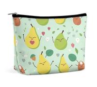KTNML Portable Zipper Cosmetic Bags Cartoon Pears Printed Storage Makeup Bag Easy to Carry Travel Cosmetic Bags for Women, Cartoon Pears, 6.8*5.9 in