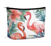 KTNML Portable Zipper Cosmetic Bags Flamingos Watercolor Tropics Printed Storage Makeup Bag Easy to Carry Travel Cosmetic Bags for Women, Flamingos Watercolor Tropics, 6.8*5.9 in