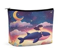 KTNML Portable Zipper Cosmetic Bags Flying on The Clouds Printed Storage Makeup Bag Easy to Carry Travel Cosmetic Bags for Women, Flying on The Clouds, 6.8*5.9 in