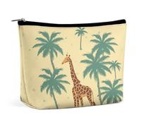 KTNML Portable Zipper Cosmetic Bags Giraffe Palm Tree Printed Storage Makeup Bag Easy to Carry Travel Cosmetic Bags for Women, Giraffe Palm Tree, 6.8*5.9 in