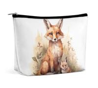 KTNML Portable Zipper Cosmetic Bags Hand Drawn Fox Pattern Printed Storage Makeup Bag Easy to Carry Travel Cosmetic Bags for Women, Hand Drawn Fox Pattern, 6.8*5.9 in