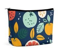 KTNML Portable Zipper Cosmetic Bags Hand Drawn Fruits Printed Storage Makeup Bag Easy to Carry Travel Cosmetic Bags for Women, Hand Drawn Fruits, 6.8*5.9 in
