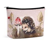 KTNML Portable Zipper Cosmetic Bags Hedgehog Watercolor Painting Printed Storage Makeup Bag Easy to Carry Travel Cosmetic Bags for Women, Hedgehog Watercolor Painting, 6.8*5.9 in