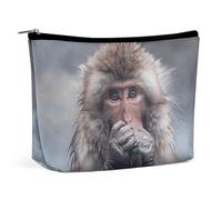 KTNML Portable Zipper Cosmetic Bags Monkey Taking A Bath Printed Storage Makeup Bag Easy to Carry Travel Cosmetic Bags for Women, Monkey Taking A Bath, 6.8*5.9 in