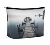 KTNML Portable Zipper Cosmetic Bags Old Wood Pier Above Calm Water Printed Storage Makeup Bag Easy to Carry Travel Cosmetic Bags for Women, Old Wood Pier Above Calm Water, 6.8*5.9 in
