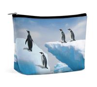 KTNML Portable Zipper Cosmetic Bags Penguins On The Iceberg Printed Storage Makeup Bag Easy to Carry Travel Cosmetic Bags for Women, Penguins On The Iceberg, 6.8*5.9 in