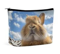 KTNML Portable Zipper Cosmetic Bags Rabbit Closes His Eyes Printed Storage Makeup Bag Easy to Carry Travel Cosmetic Bags for Women, Rabbit Closes His Eyes, 6.8*5.9 in