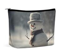 KTNML Portable Zipper Cosmetic Bags Snowman on The Snow Printed Storage Makeup Bag Easy to Carry Travel Cosmetic Bags for Women, Snowman on The Snow, 6.8*5.9 in