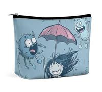 KTNML Portable Zipper Cosmetic Bags Two Cartoon Monsters Printed Storage Makeup Bag Easy to Carry Travel Cosmetic Bags for Women, Two Cartoon Monsters, 6.8*5.9 in