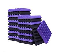 KTOESHEO 24 Pack Acoustic Panels,2" x 12" x 12"Sound Proof Foam Panels for Wall,Fireproof Absorbing Noise Cancelling Panels,to Absorb Noise and Eliminate Echoes. (12 Purple+12 Black)