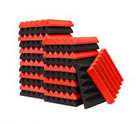 KTOESHEO 24 Pack Acoustic Panels,2" x 12" x 12"Sound Proof Foam Panels for Wall,Fireproof Absorbing Noise Cancelling Panels,to Absorb Noise and Eliminate Echoes. (12 red+12 black)