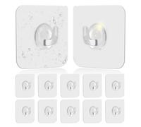 KTPCN 24 Pcs Self Adhesive Hooks Heavy Duty Stick on HooksClear, Transparent Extra Strong Wall Sticky Hooks for Hanging Coat Clothes Towel Key in Kitchen Closet Office Bathroom Hook, with Shovel (24)