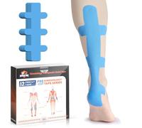 KTQUICK Kinesiology Tape for Achilles Tendon, 12 Pieces, Pre-Cut, Original Cotton, Waterproof and Breathable, Improved Elastic Kinesiological Athletic Tape for Muscle and Aqu Support