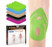 KTQUICK Precut Kinesiology Tape for Knees, 12PCS Sports Tape for Knee, New Waterproof Athletic Support Tape, Discomfort Relief & Breathable Elastic Tape Strapping for Sports and Muscle Pain(Green)