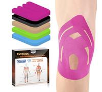 KTQUICK Precut Kinesiology Tape for Knees, 12PCS Sports Tape for Knee, New Waterproof Athletic Support Tape, Discomfort Relief & Breathable Elastic Tape Strapping for Sports and Muscle Pain(Rose)