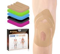KTQUICK Precut Kinesiology Tape for Knees, 12PCS Sports Tape for Knee, New Waterproof Athletic Support Tape, Discomfort Relief & Breathable Elastic Tape Strapping for Sports and Muscle Pain(Skin)