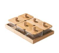 KTREZ Household Wooden Divided Serving Tray with Lid,Square Snack Serving Tray,Snack Organizer Fruit Platter Tray for Parties,Candy Storage Box Suitable for Nuts,dips,Frui Transparent-6