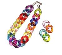 Ktrezs Chain Necklaces Set Acrylic Adjustable Necklace Smooth Chain Link Cool Statement Choker Cuban Style Jewelry Gift for Women Girls A