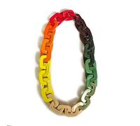Ktrezs Colorful Acrylic Resin Chunky Large Necklace, Boho Colorful Personality Clavicle Chain Pendant for Women, Exaggerated Handmade Long Sweater Chain Jewelry Gift multicolor