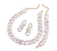 Ktrezs Dainty Cute Bohemian Pastoral Style Color Wave Point Frosted Necklace Retro 3-piece Necklace Resin Flat Chain Chunky Chain Choker Bracelet White