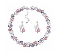 Ktrezs Elegant Pearl Necklace Earrings Set of Hundred With Jewellery Set Pearl Jewellery Necklace for Women Ladies and Girls Silver