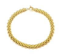 Ktrezs Gold Silver Choker Necklace Bracelet Flat Braided Twist Snake Chain Necklace Bohemian Metal Chain Necklace Hip Hop Jewelry Necklaces-B