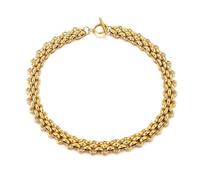 Ktrezs Gold Silver Choker Necklace Bracelet Flat Braided Twist Snake Chain Necklace Bohemian Metal Chain Necklace Hip Hop Jewelry Necklaces 1-A