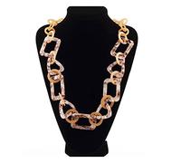 Ktrezs Handmade Acrylic Chunky Necklace for Women Long Boho Wrapping Link Chain Lightweight Multicolor Necklace Fashion Jewelry Gifts orange