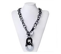 Ktrezs Long Acrylic Women Resin Link Pendants Chunky Necklace, Vintage Ethnic Marble Colorful Choker, Personalized Exaggerated Sweater Jewelry B