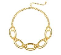 Ktrezs Metal Frosted Necklaces for Women,Double Oval Ring Necklace Punk Gothic Thick Chain Decorative Exaggerated Geometric Gift Halloween Pendant Choker Happy Year Merry G gold