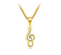 Ktrezs Steel Stainless Hip Hop Necklace Jewelry,Party Accessories,Chain,Gift,Pendant Necklace Note Necklace Ladies Creative Personality Music Symbol Pendant gold