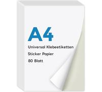 KTRIO A4 Sticker Paper for Printing, 80 Sheets, Sticker Paper for Self-Adhesive Label Paper, Super Self-Adhesive, Print Your Own, Stickers for Laser and Inkjet Printers