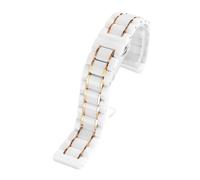 KTRSAVSSA 12/14/16/20mm 22mm White Stainless Steel Ceramic Watchband Compatible With Swarovski DW Armani Casio Fossil Plain WatchStrap(4110 White Rose,16mm)