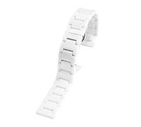 KTRSAVSSA 12/14/16/20mm 22mm White Stainless Steel Ceramic Watchband Compatible With Swarovski DW Armani Casio Fossil Plain WatchStrap(Ceramic white,15mm)