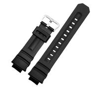 KTRSAVSSA 16mm Silicone Watch Strap Compatible With Casio G-Shock AW-591/590/5230/282B AWG-M100/101 G-7700/7710 WatchBand Soft Waterproof Rubber Black(Black silver)