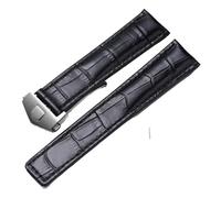KTRSAVSSA 20mm 22mm 24mm Leather Strap Compatible With Tag Heuer Watch Carrera Monaco Watch Belt Black Brown Bracelet Wristwatch Watchbands(Black-silver,22mm)