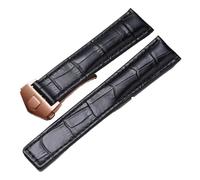 KTRSAVSSA 20mm 22mm 24mm Leather Strap Compatible With Tag Heuer Watch Carrera Monaco Watch Belt Black Brown Bracelet Wristwatch Watchbands(Black-rose gold,22mm)