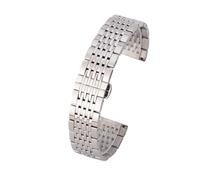 KTRSAVSSA 20mm Stainless Steel Watch Band Watch Strap Accessories Metal Butterfly Clasp Nine Beads Solid Steel Band Men Women(Silver,21mm)